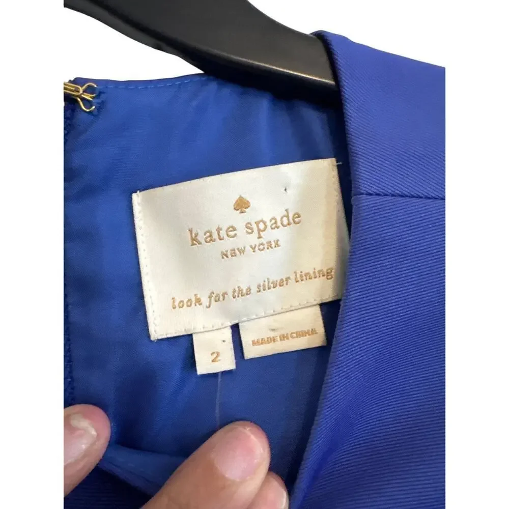 Kate spade $398 Side Cutout a-line Dress Sz 2 Blue NWT
